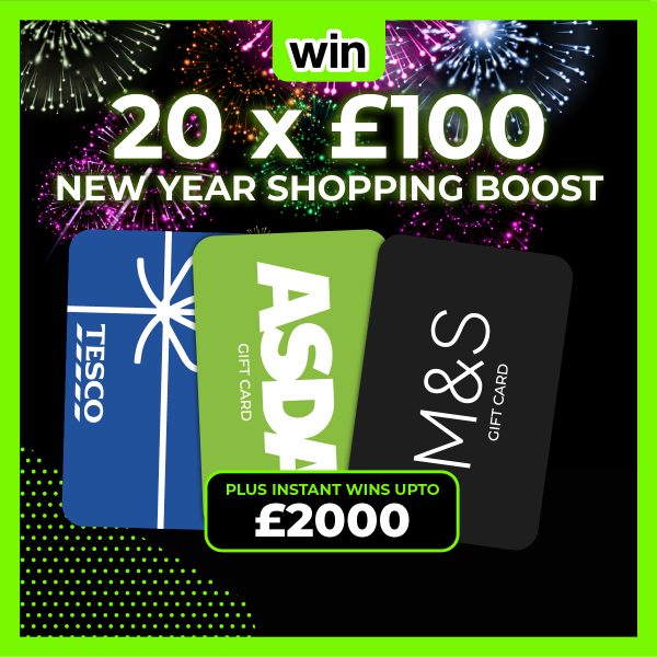 20× £100 Gift Cards (Asda, Tesco, M&S) + £2000 Instant Wins